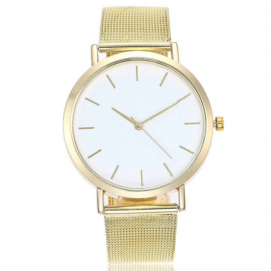 Vansvar Gold Sliver Mesh Stainless Steel Watches Women Top Brand Luxury Casual Clock Ladies Wrist Watch