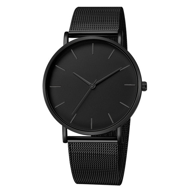 Montre Femme Modern Fashion Black Quartz Watch Women Mesh Stainless Steel Bracelet High Quality Casual Wrist Watch