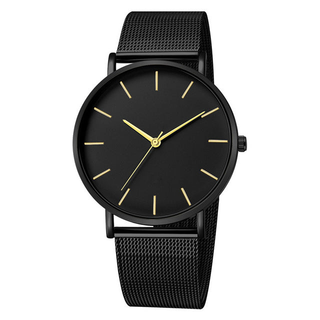 Montre Femme Modern Fashion Black Quartz Watch Women Mesh Stainless Steel Bracelet High Quality Casual Wrist Watch