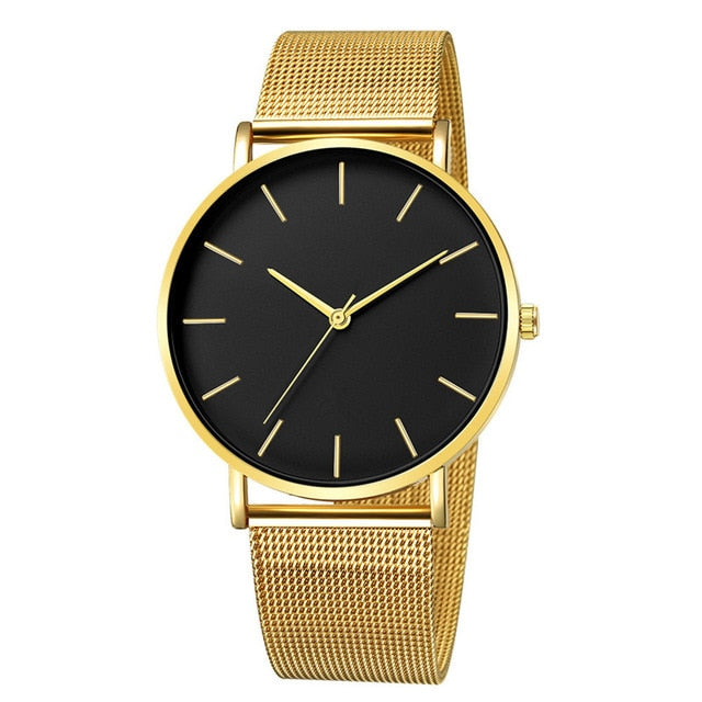Montre Femme Modern Fashion Black Quartz Watch Women Mesh Stainless Steel Bracelet High Quality Casual Wrist Watch