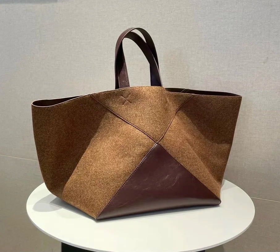 Large Totes Patchwork Suede Leather Female Shopping Bags Fashion Designer Quality Shoulder Bags Big Capacity
