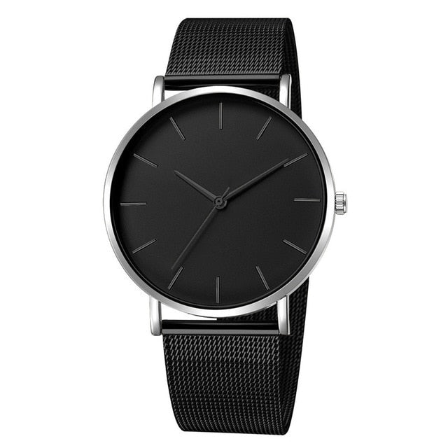 Montre Femme Modern Fashion Black Quartz Watch Women Mesh Stainless Steel Bracelet High Quality Casual Wrist Watch